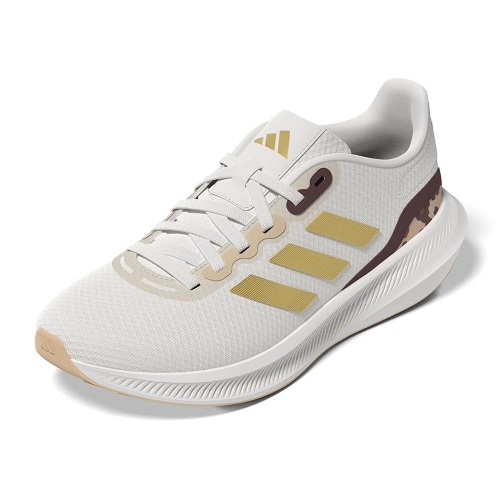 Adidas Women's RUNFALCON 3.0 WHITE GOLD LEOPARD Athletic Shoes - Picture 1 of 6